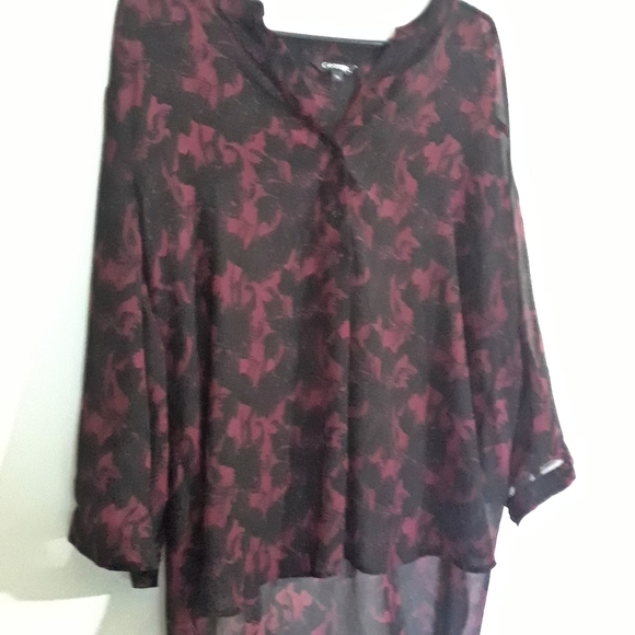 George Black and red sheer high low blouse size xl - Picture 3 of 4